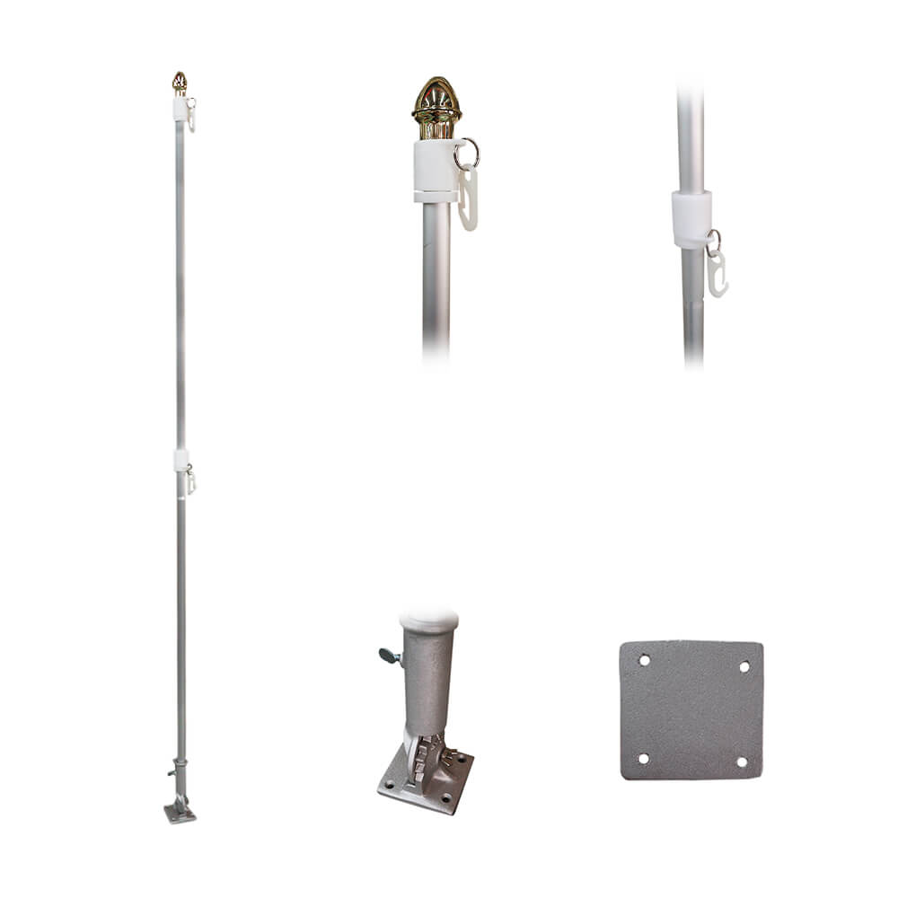 6' Aluminum 1" Flag Pole with Adjustable Bracket, Never Furl™ Kit, and Acorn