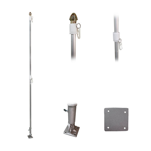 6' Aluminum 1" Flag Pole with Adjustable Bracket, Never Furl™ Kit, and Acorn